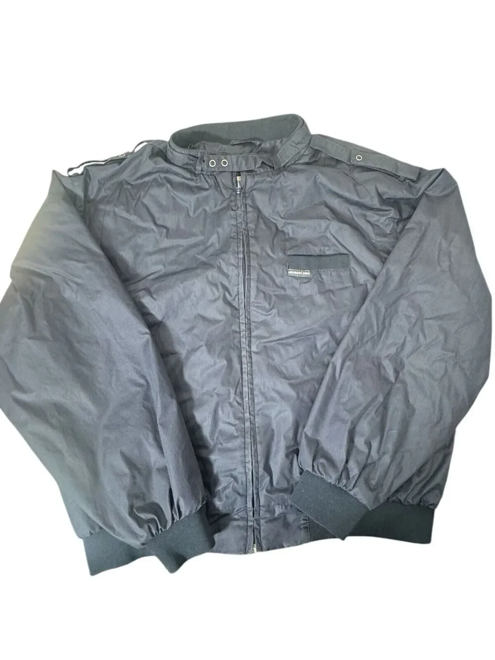 Vintage Members Only Jacket Mens XL Black Bomber Racer Windbreaker Full Zip